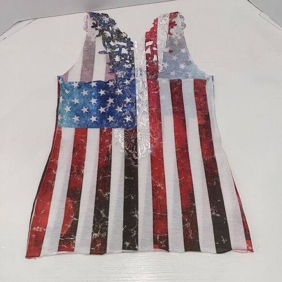 IFSE Las Vegas American Flag Lace Racerback Top Size Small - Picture 9 of 11